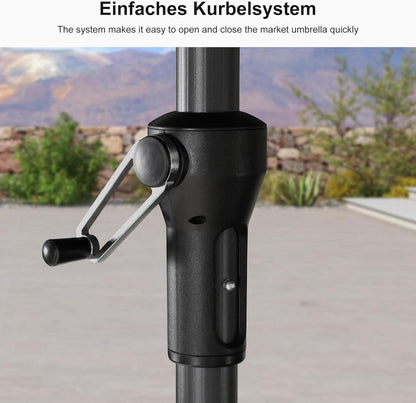 Aluminium Sonnenschirm 3x3 m mit Kurbel, Balkonschirm wasserabweisend