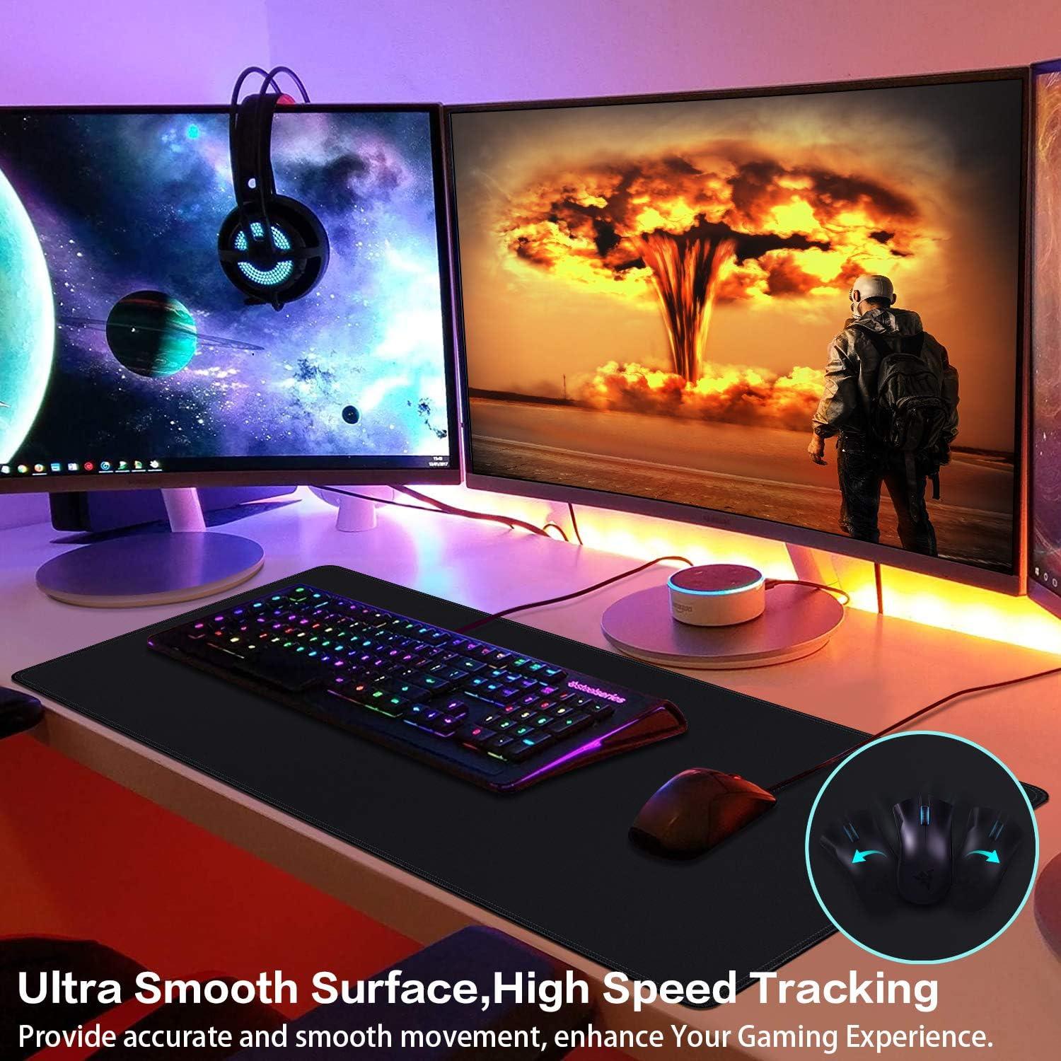 Abetcabe Gaming Mauspad XXL 900x400mm wasserdicht Anti-Rutsch Schwarz
