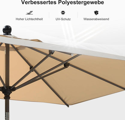 Sonnenschirm 180x120 cm mit Kurbel, neigbar, rechteckig, UV-Schutz