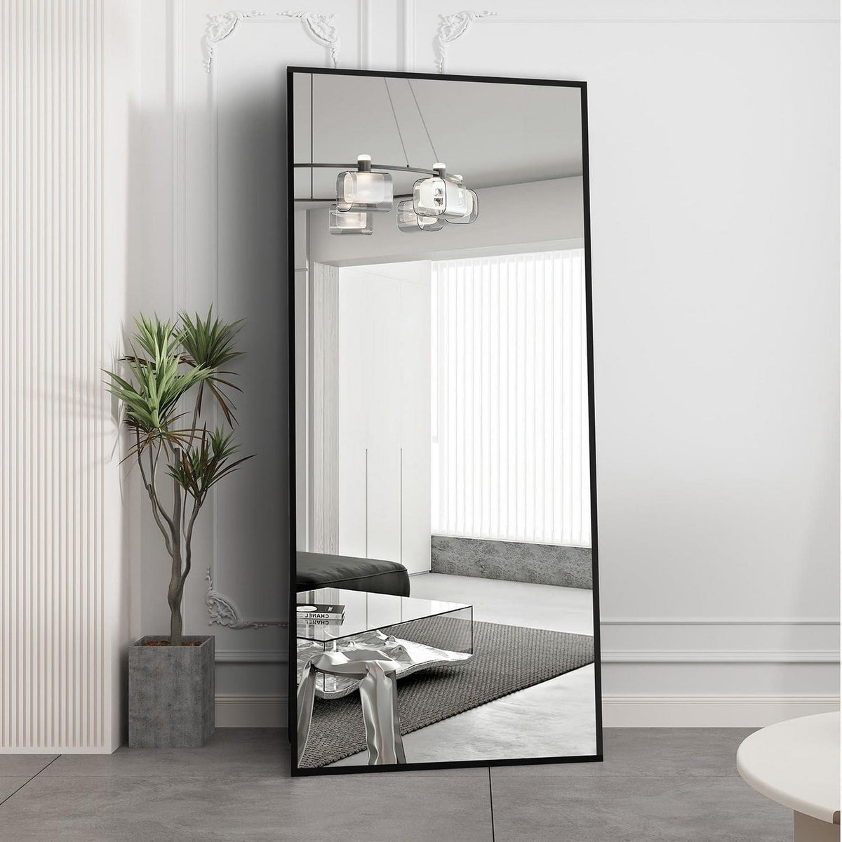 Standspiegel Schwarz 180x80cm | Ganzkörper Spiegel mit Metallrahmen