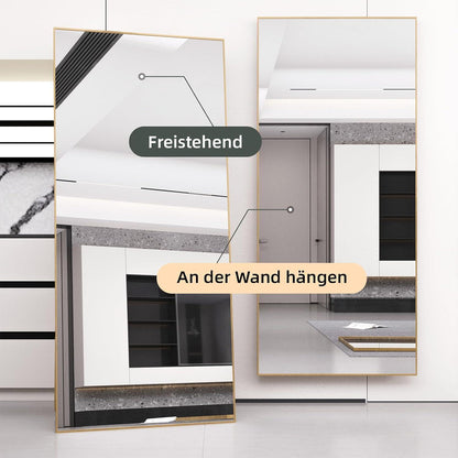 Ganzkörperspiegel Standspiegel Gold 180x80cm | Lehnend & Wandmontage