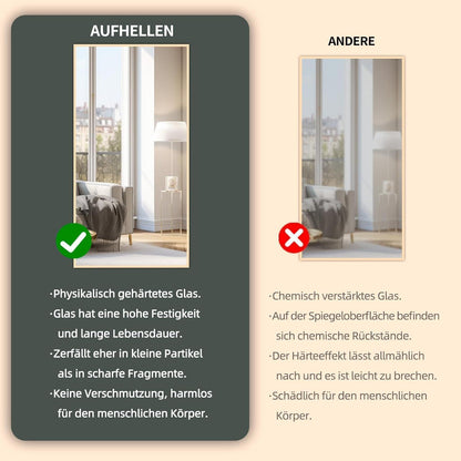Ganzkörperspiegel Standspiegel Gold 180x80cm | Lehnend & Wandmontage