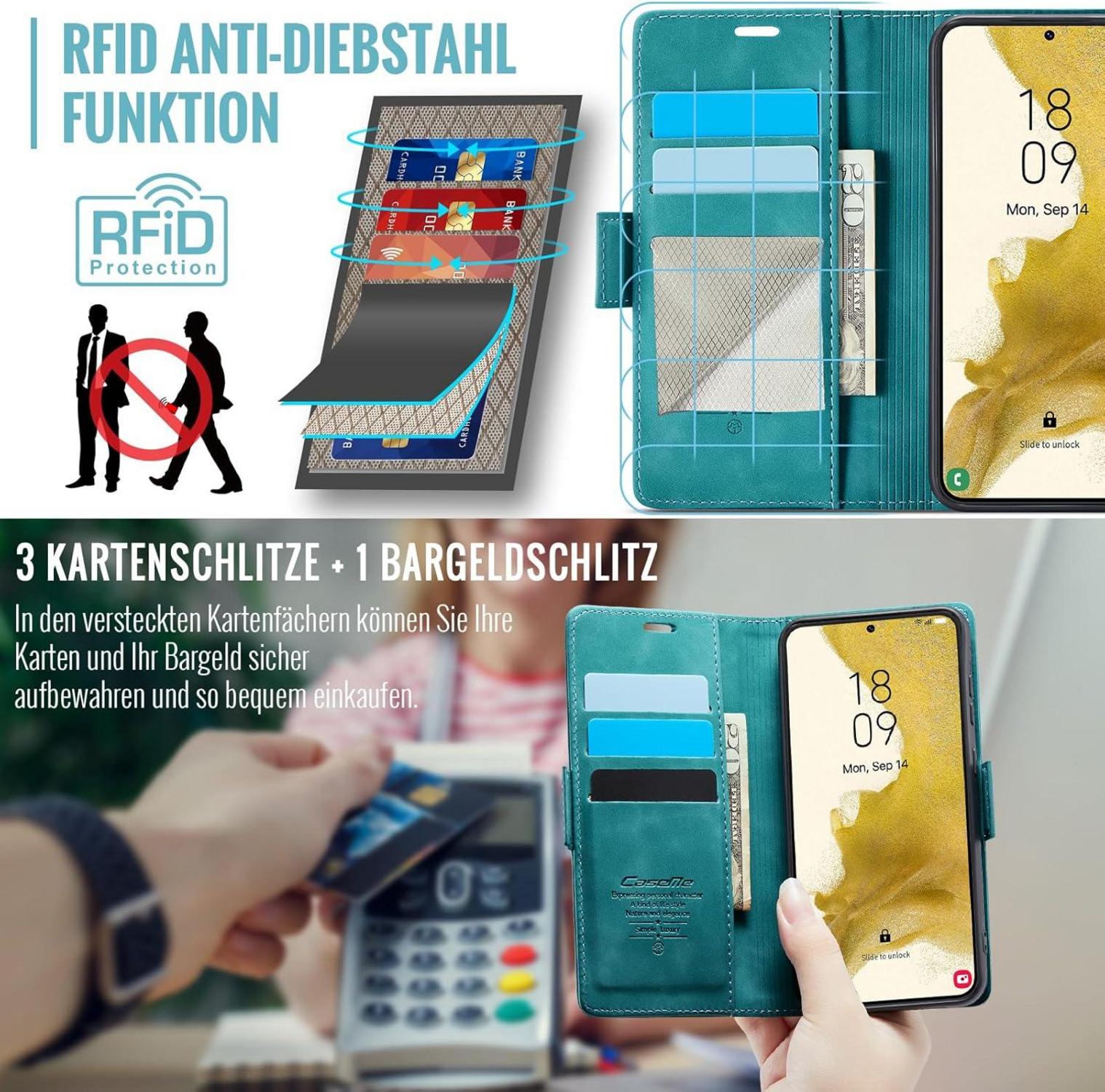 Samsung Galaxy S22 5G Hülle - Premium PU Leder RFID Schutz