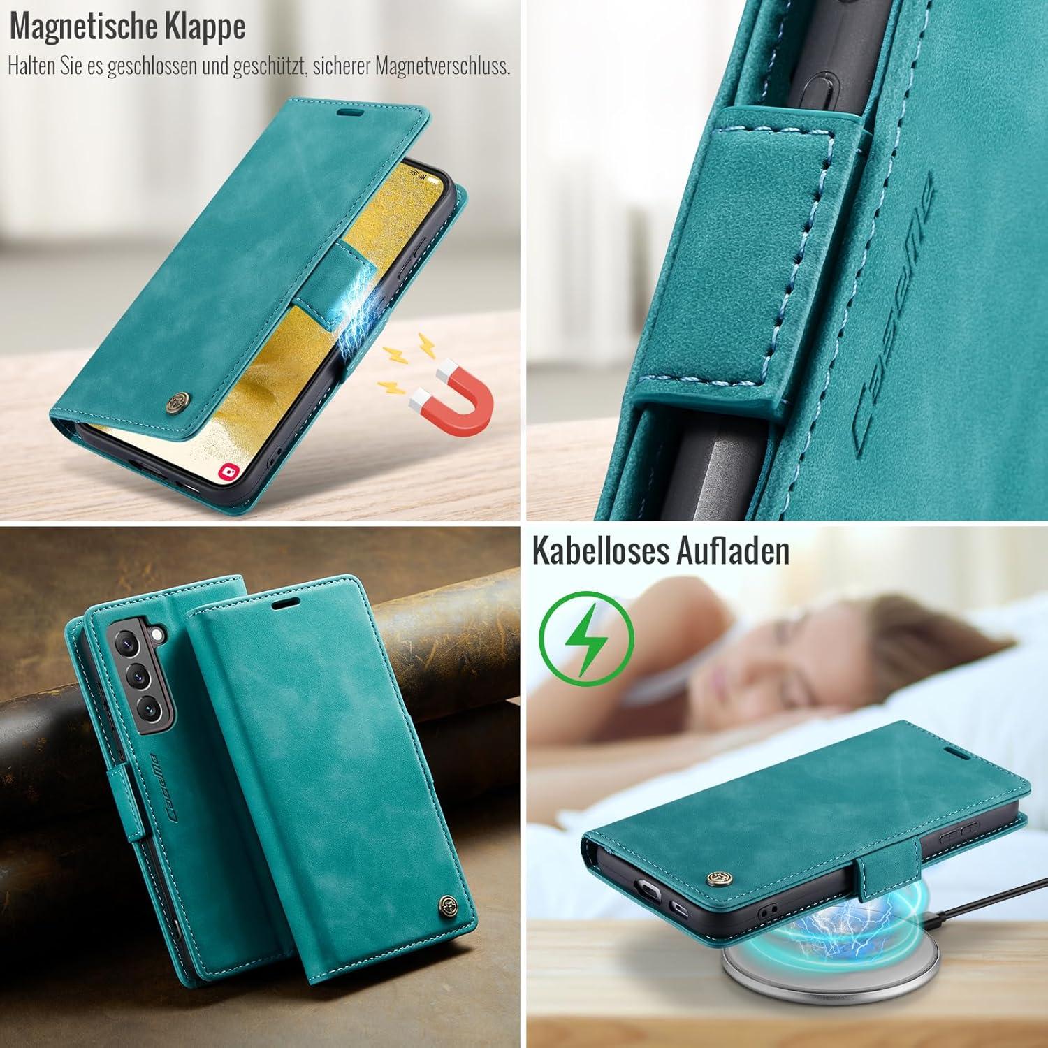 Samsung Galaxy S22 5G Hülle PU Leder Klapphülle RFID Schutz Grün