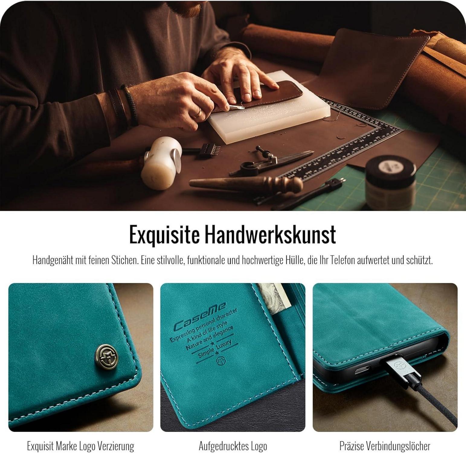 Handyhülle Samsung Galaxy S22 5G PU Leder RFID Schutz Grün Flip Wallet