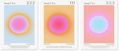 Engel Nummer Wandbilder 30x40 cm 3er Set für Wohnzimmer Schlafzimmer