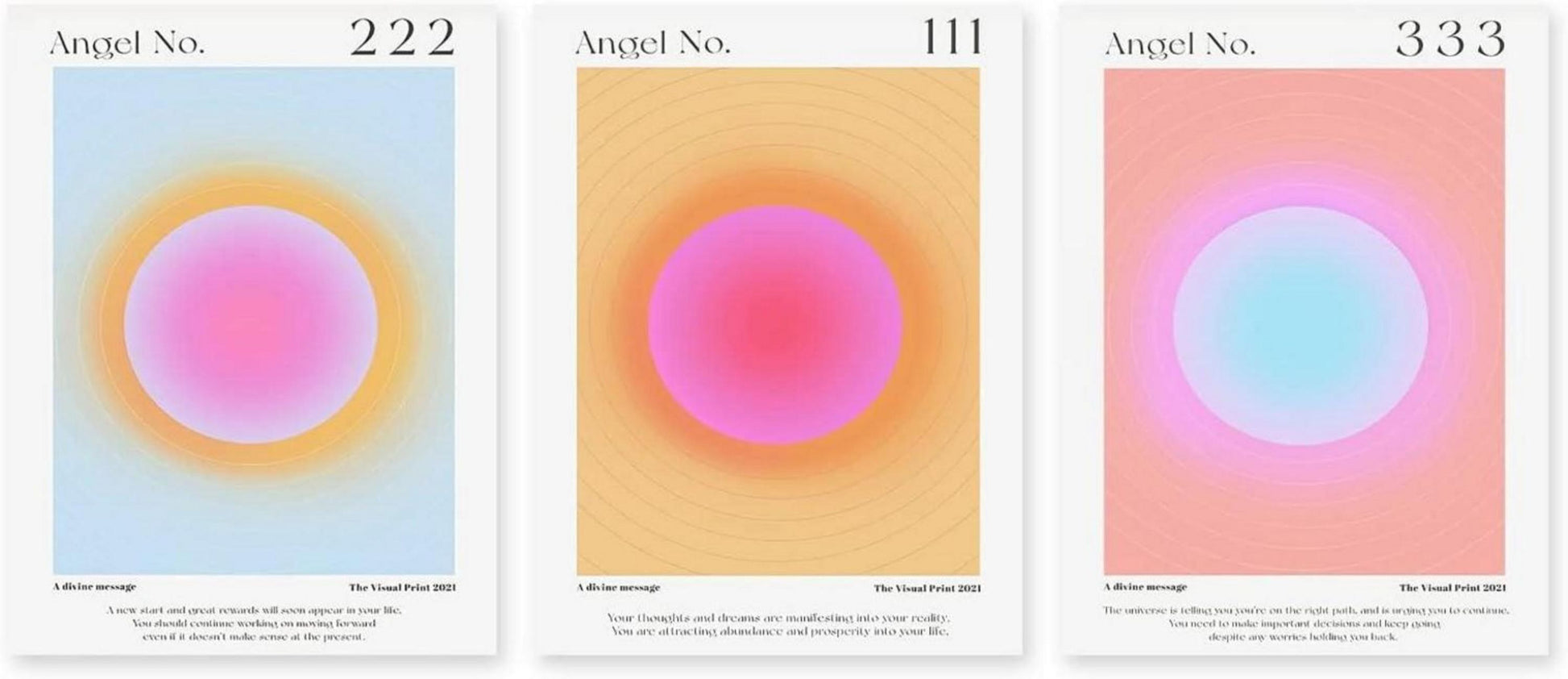 Engel Nummer Wandbilder 30x40 cm 3er Set für Wohnzimmer Schlafzimmer