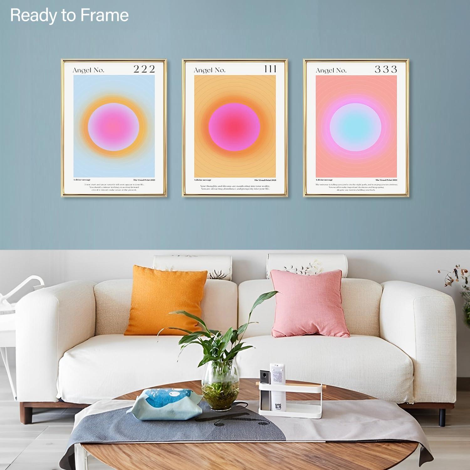 Engel Nummer Farbverlauf Leinwandbilder 30x40 cm 3er Set