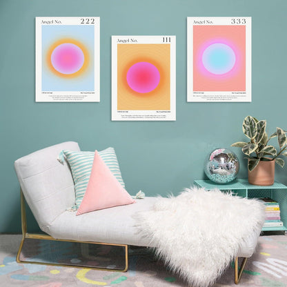 Engel Nummer Wandbilder 30x40 cm 3er Set für Wohnzimmer Schlafzimmer