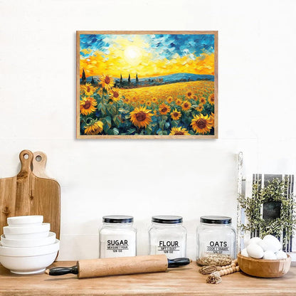 Sonnenblumen Wandbilder Sonnenaufgang Blumen Ölgemälde Leinwand Bilder 30x40 cm