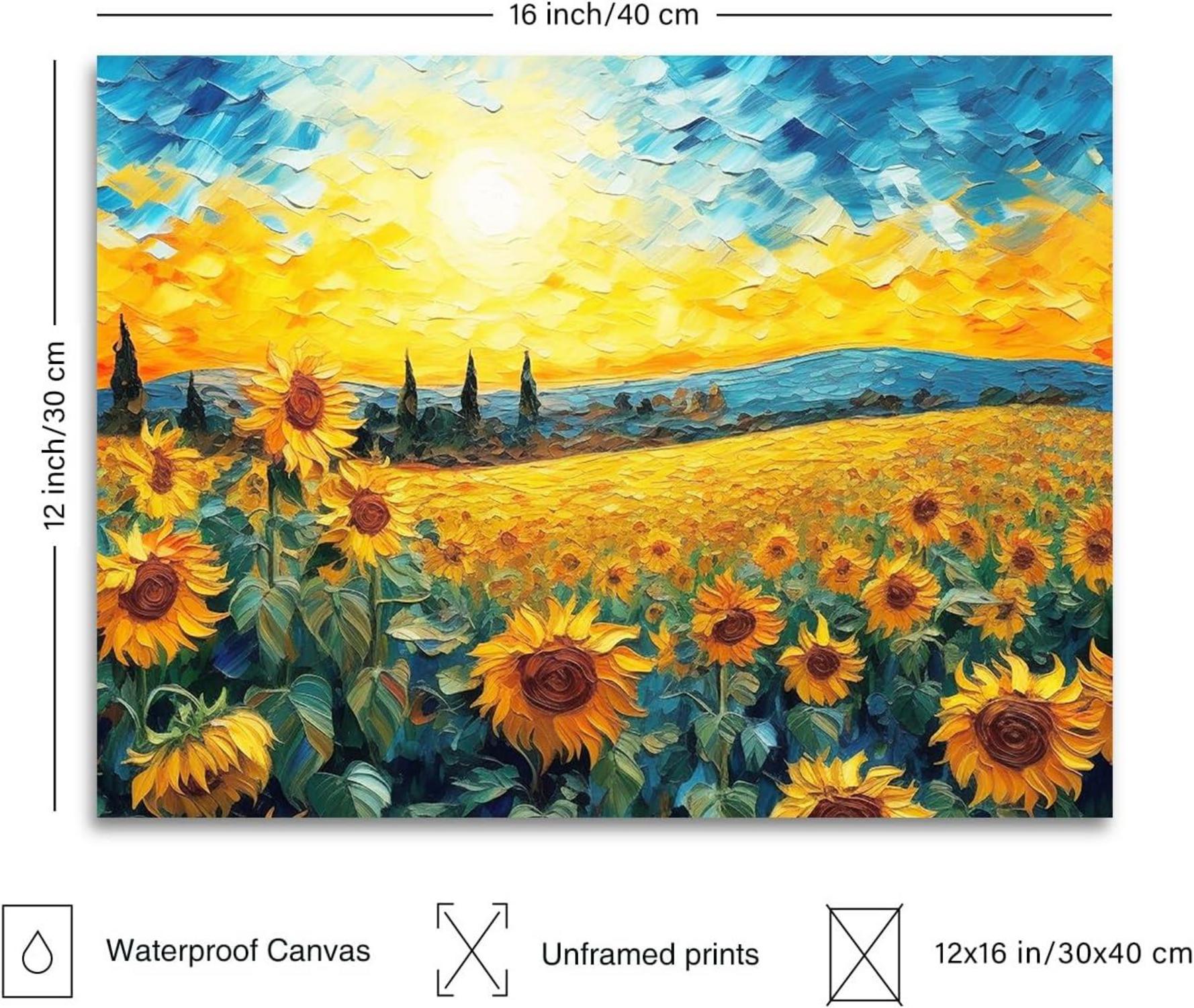 Sonnenblumen Wandbilder Moderne Blumen Ölgemälde Leinwand Deko 30x40 cm