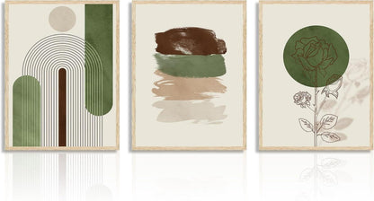 Abstrakte Wandbilder Rose Boho Geometrische Linie Leinwand 30x40cm 3er