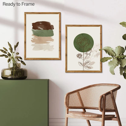 Abstrakte Boho Rose Blumen Wandbilder 30x40cm 3er Set - Deko Gemälde für Schlafzimmer & Wohnzimmer