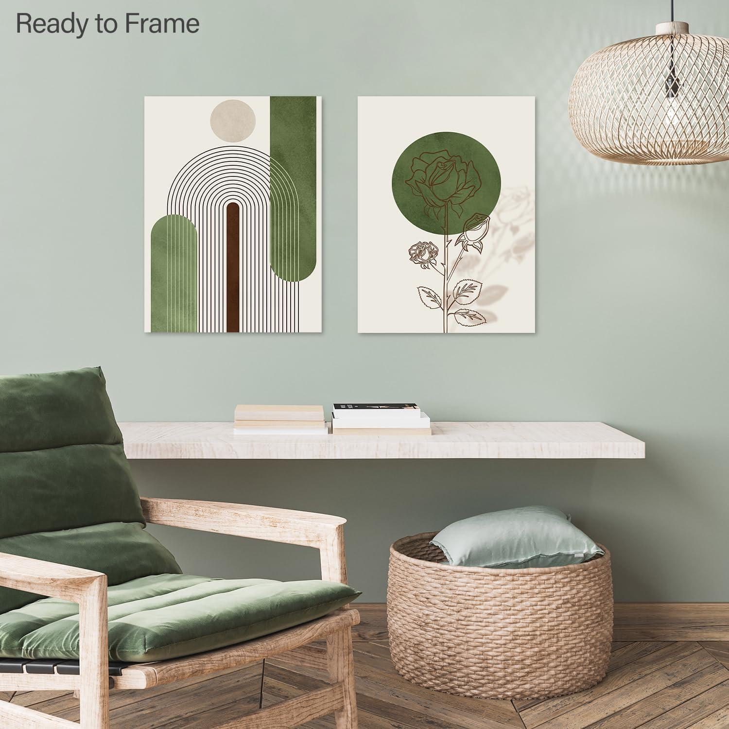 Abstrakte Boho Wandbilder Rose Blumen Linie Leinwand Deko 30x40cm 3er Set