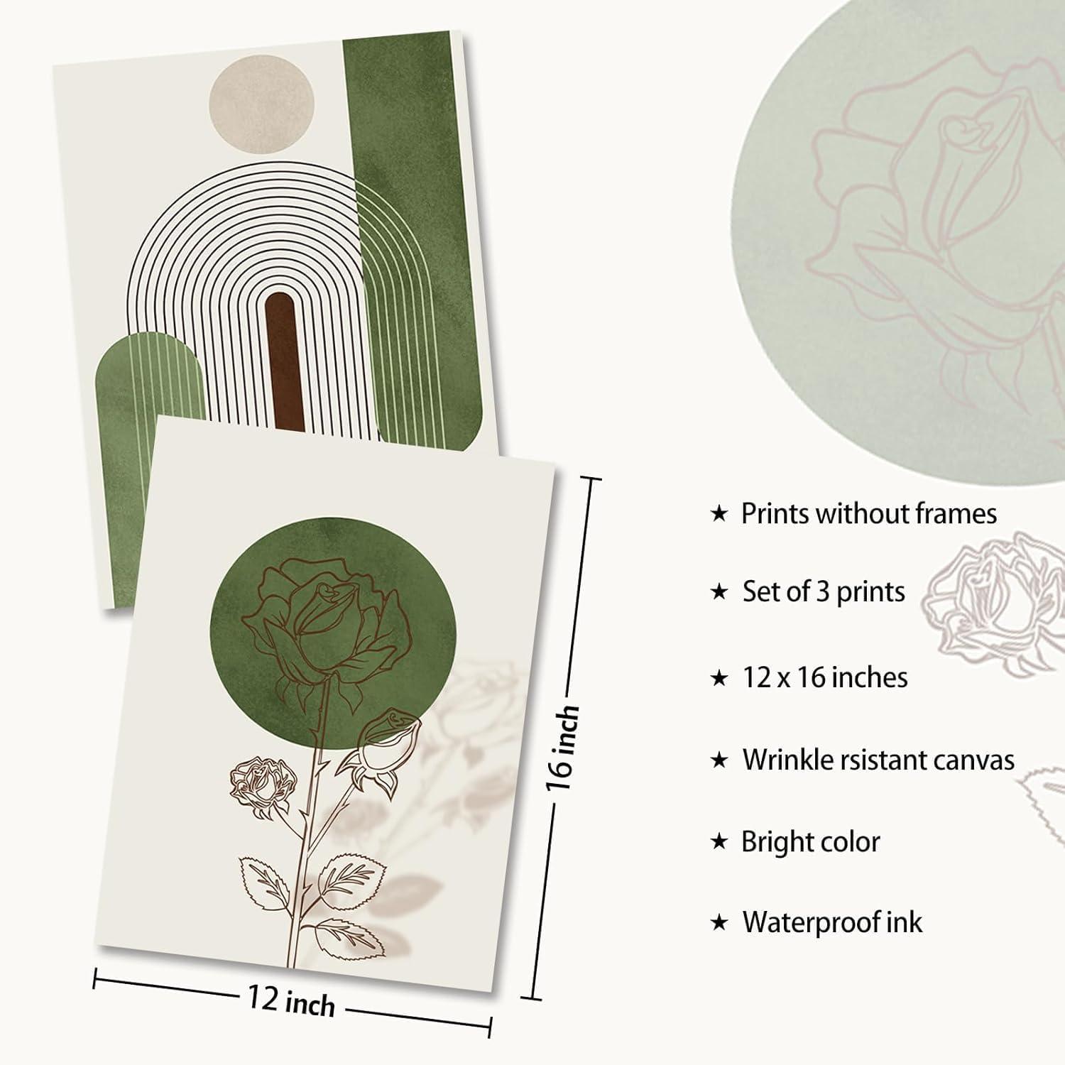 Abstrakte Rose Blumen Wandbilder Set 3er 30x40cm ohne Rahmen