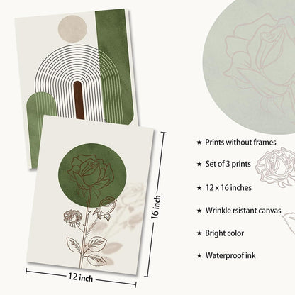 Abstrakte Rose Blumen Wandbilder Set 3er 30x40cm ohne Rahmen