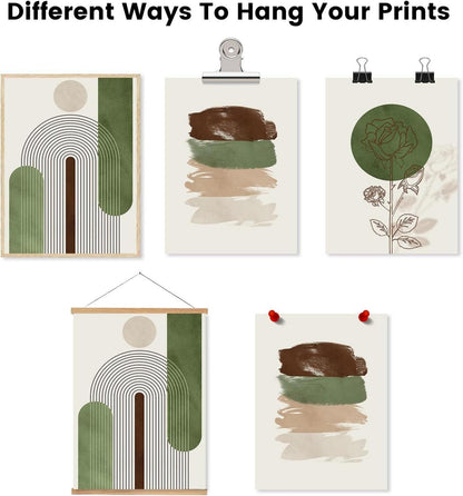 Abstrakte Boho Rose Blumen Wandbilder 30x40cm 3er Set - Deko Gemälde für Schlafzimmer & Wohnzimmer