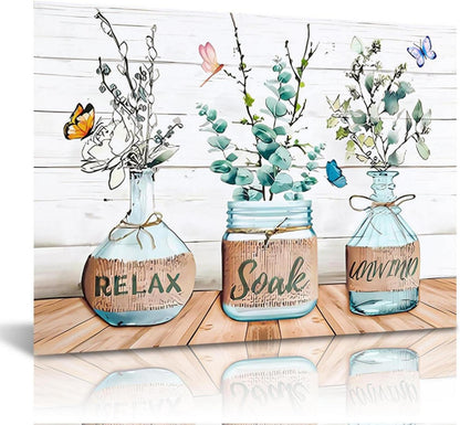 Moderne Bauernhaus Badezimmer Wandbilder Blumen Schmetterlinge 30x40