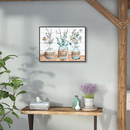 Bauernhaus Badezimmer Wandbilder Blumen Schmetterling