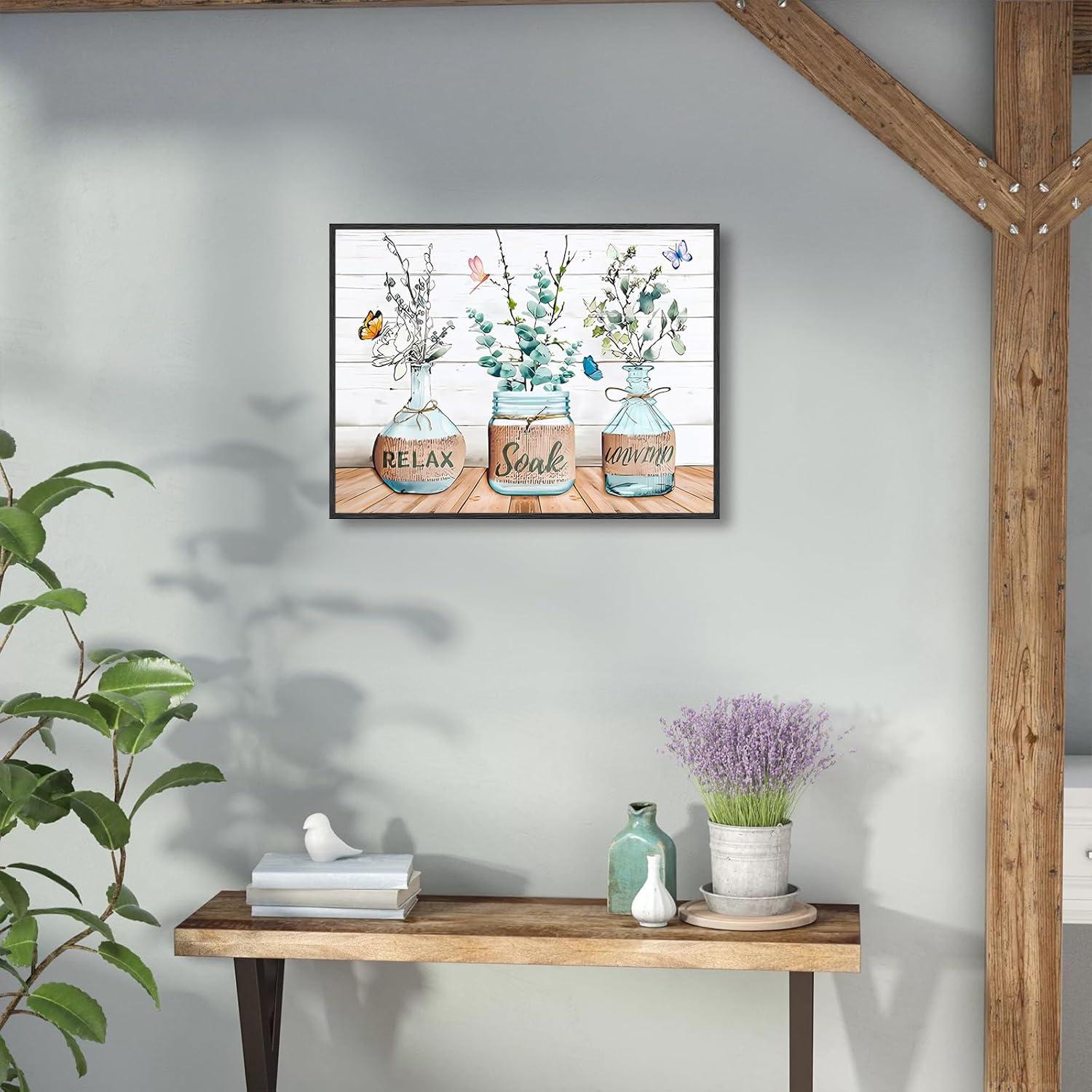 Bauernhaus Badezimmer Wandbilder Blumen Schmetterling