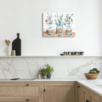 Moderne Bauernhaus Badezimmer Wandbilder Blumen Schmetterlinge 30x40