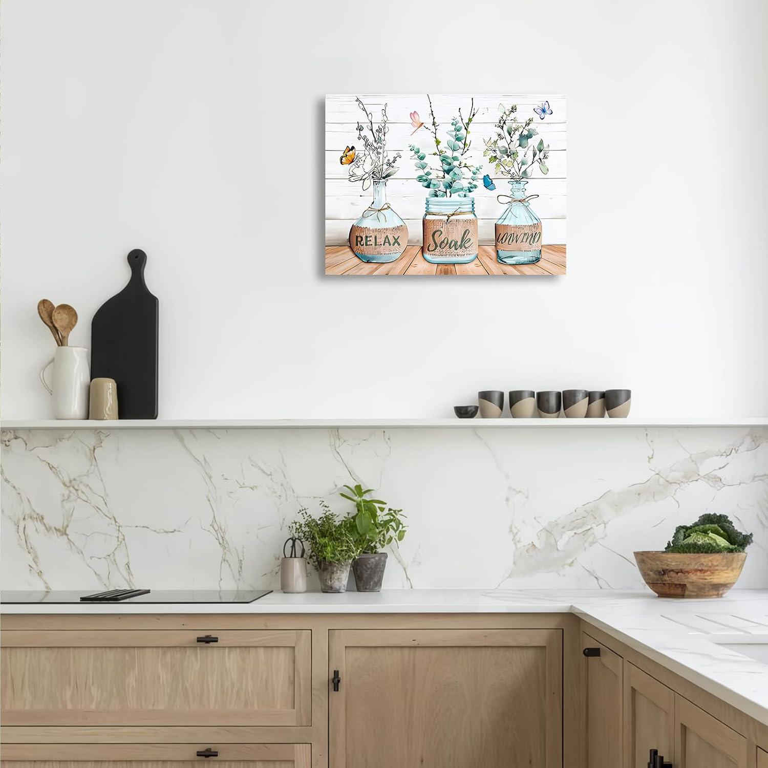 Moderne Bauernhaus Badezimmer Wandbilder Blumen Schmetterlinge 30x40