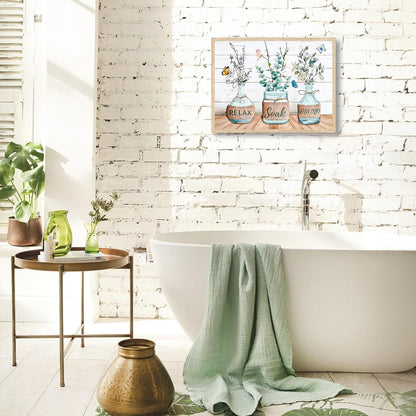 Moderne Bauernhaus Badezimmer Wandbilder Blumen Schmetterling Leinwand 30x40 cm