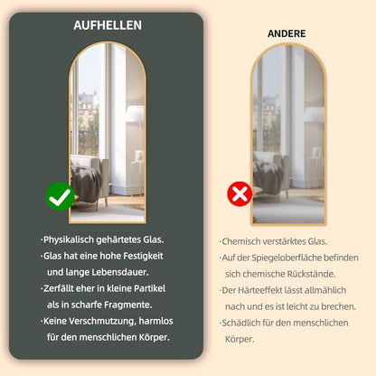 Ganzkörperspiegel Bogenförmig 180x80cm Gold | Stand- & Wandspiegel