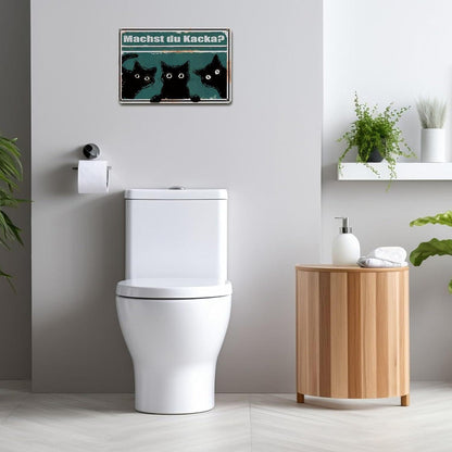 Vintage Metall Badezimmer Toilette Wanddekoration Schwarze Katze 20x30 cm