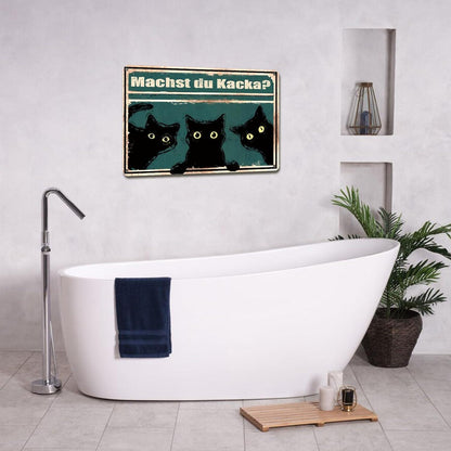 Schwarze Katze Vintage Metall Badezimmer Wanddeko 20x30cm
