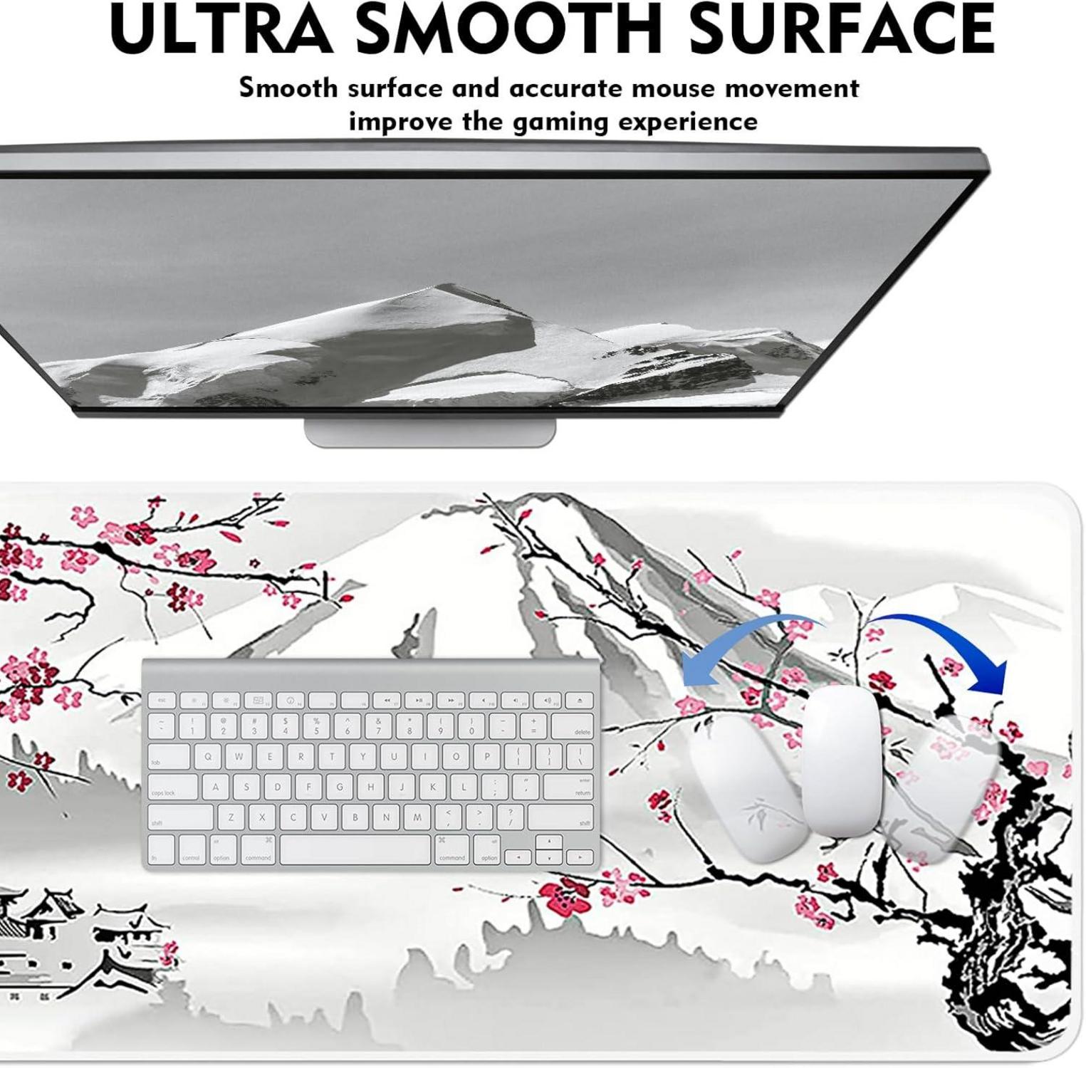 Großes Gaming Mauspad XXL 800x300mm Rutschfeste Desk Mat Kirschblüte