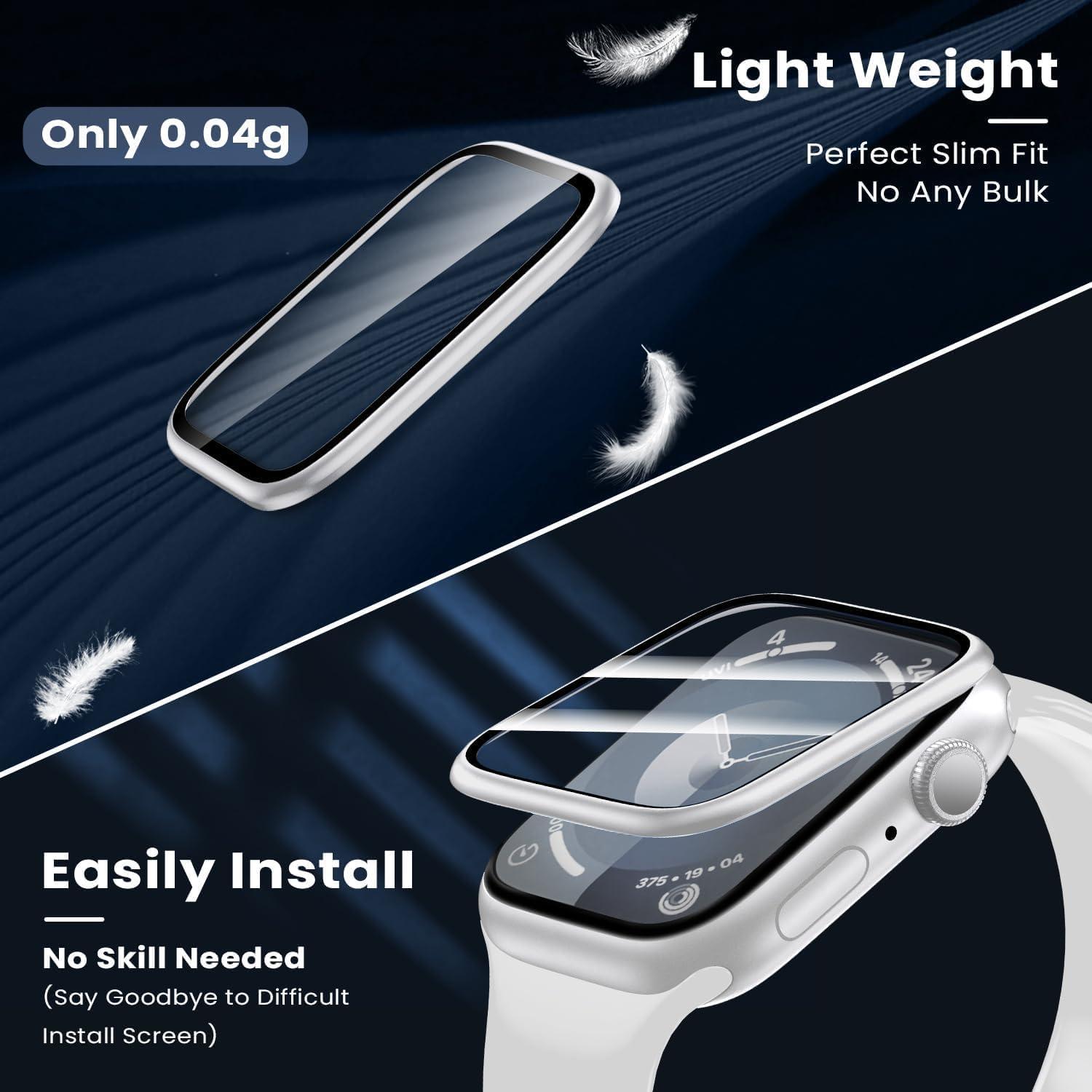 WSKEN Schutzfolie Apple Watch Series 9/8/7 41mm - Displayschutz Panzerfolie 3D Anti-Kratzer 2er Silber