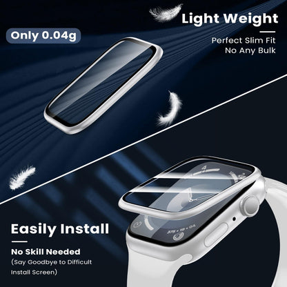 WSKEN Schutzfolie Apple Watch Series 9/8/7 41mm - Displayschutz Panzerfolie 3D Anti-Kratzer 2er Silber