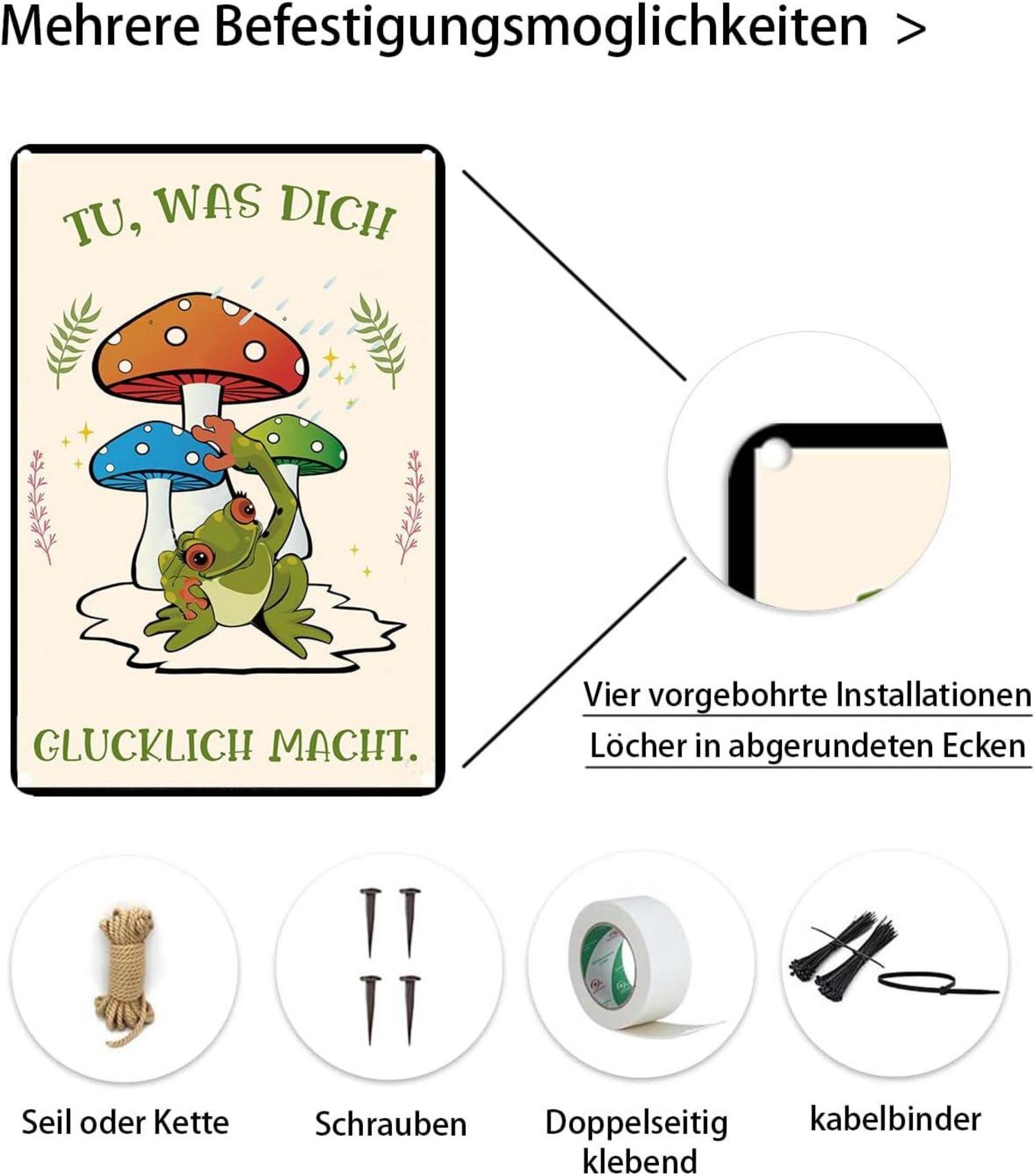 Inspirierendes Frosch Vintage Schild für Zimmer Wohnzimmer Bad - 20x30