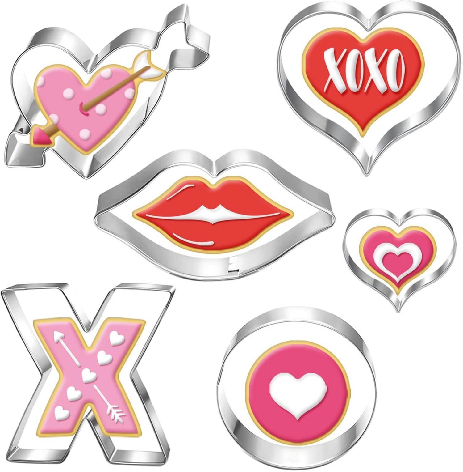 Ausstechformen Set Valentinstag Dekorationen Plätzchen Lippen Herz X O