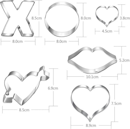 Valentinstag Ausstechformen Set 6-teilig Herz Lippen X O Keksausstecher