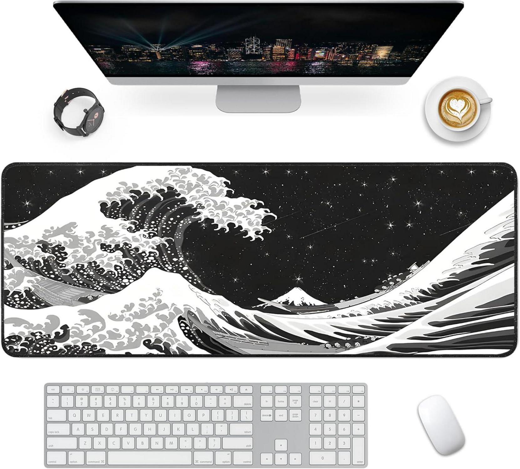 XXL Gaming Mauspad 800x300mm Rutschfeste Schreibtischunterlage Wave