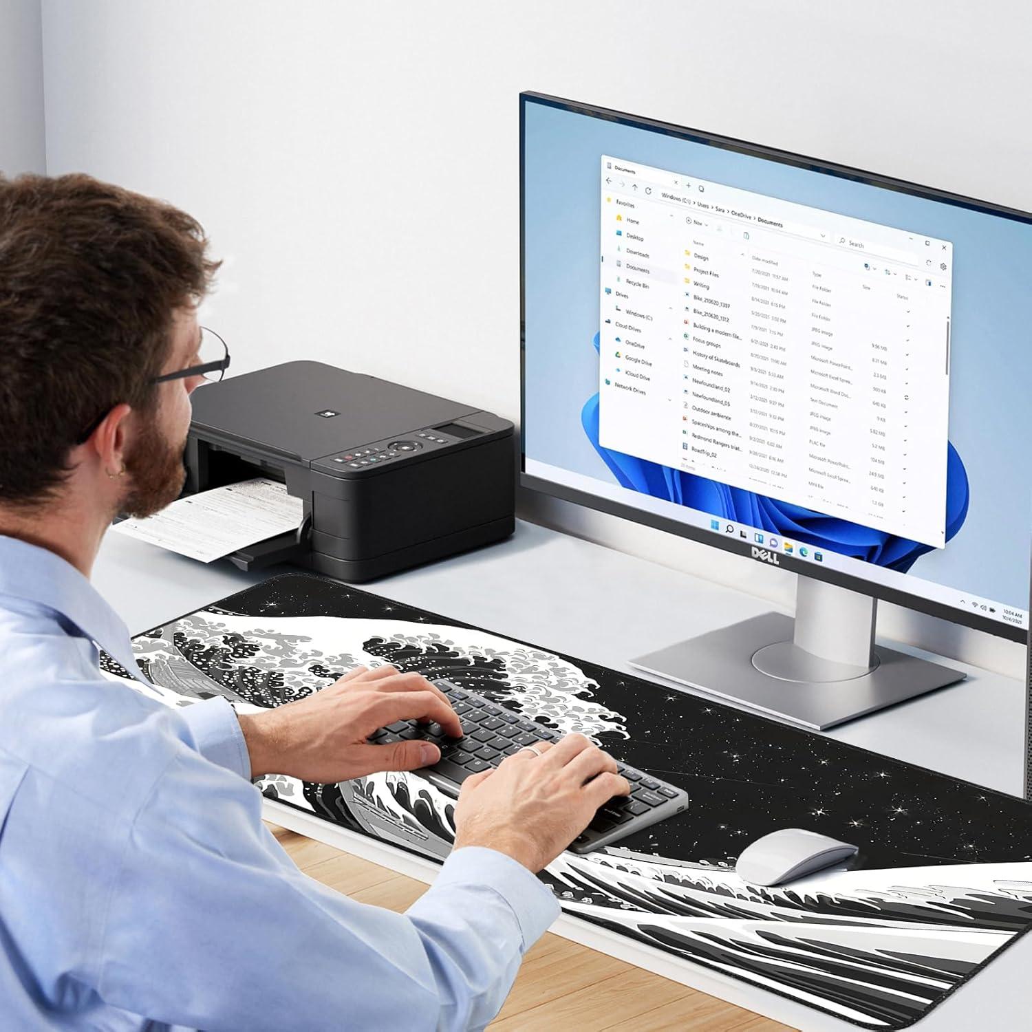 XXL Gaming Mauspad 800x300mm Rutschfeste Gummibasis Meereswelle
