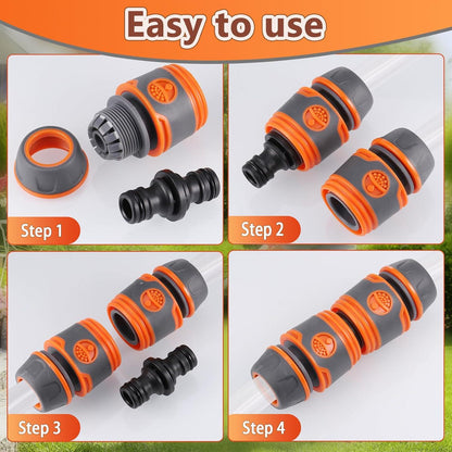 Hejo Schlauchverbinder Set 4 Stück 13 mm mit 2 Kupplungen - Gartenbewässerung