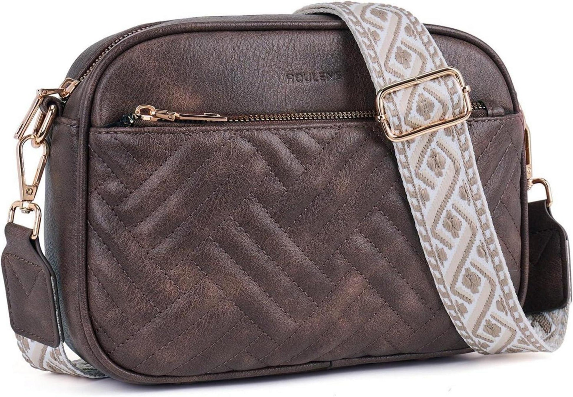 Stylische Damen Crossbody Bag aus gestepptem PU Leder