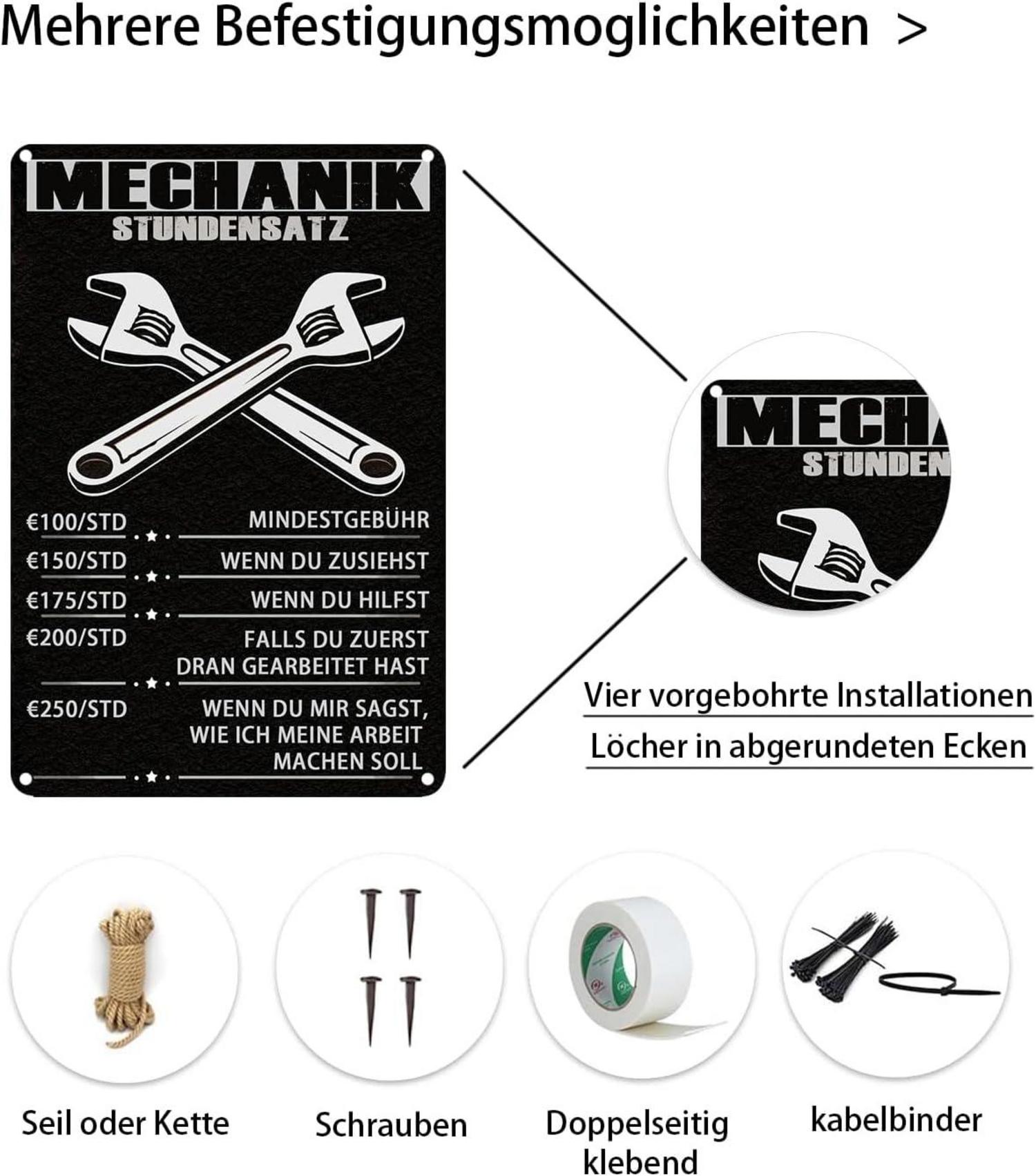 Mechaniker Metallschild Retro Wanddekoration 20x30 cm