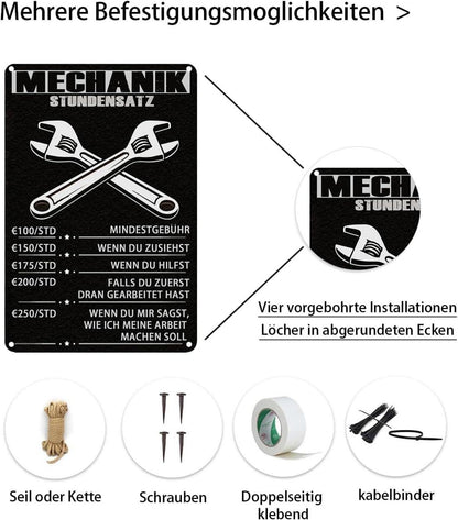 Mechaniker Metallschild Retro Wanddekoration 20x30 cm