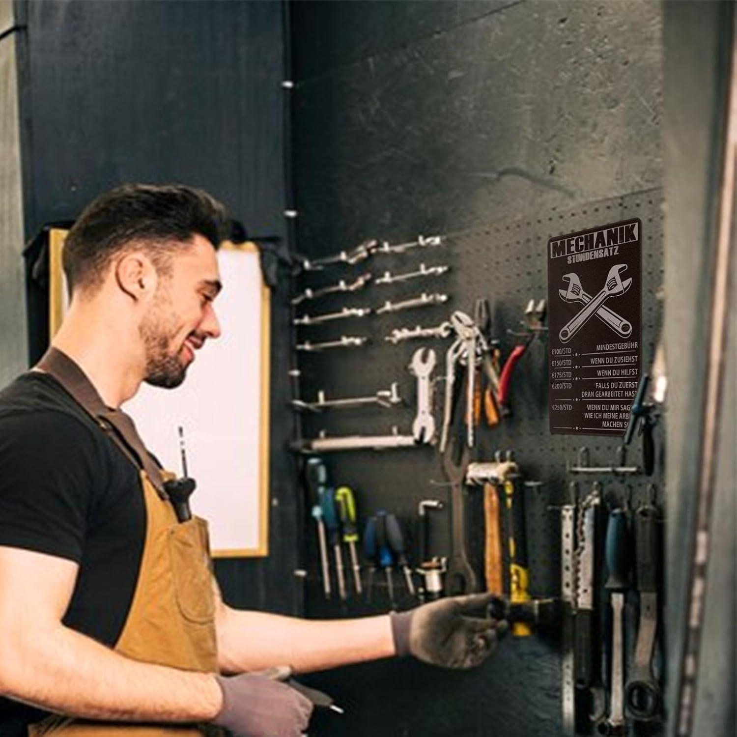 Mechaniker Stundensatz Metallschild 20x30 Wanddekoration Autowerkstatt