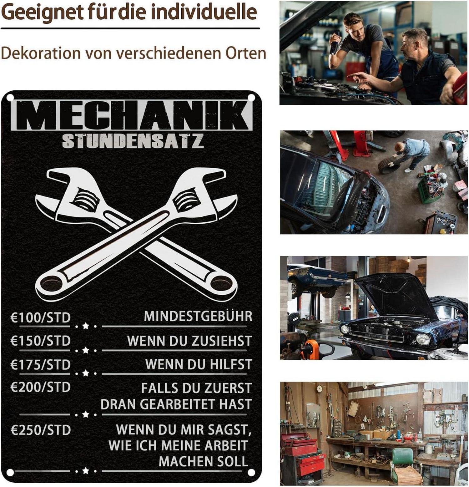 Mechaniker Stundensatz Metallschild Wanddekoration 20x30 cm