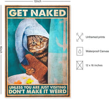 Lustige Katze in Duschhaube Vintage Leinwand Bilder 30x40cm