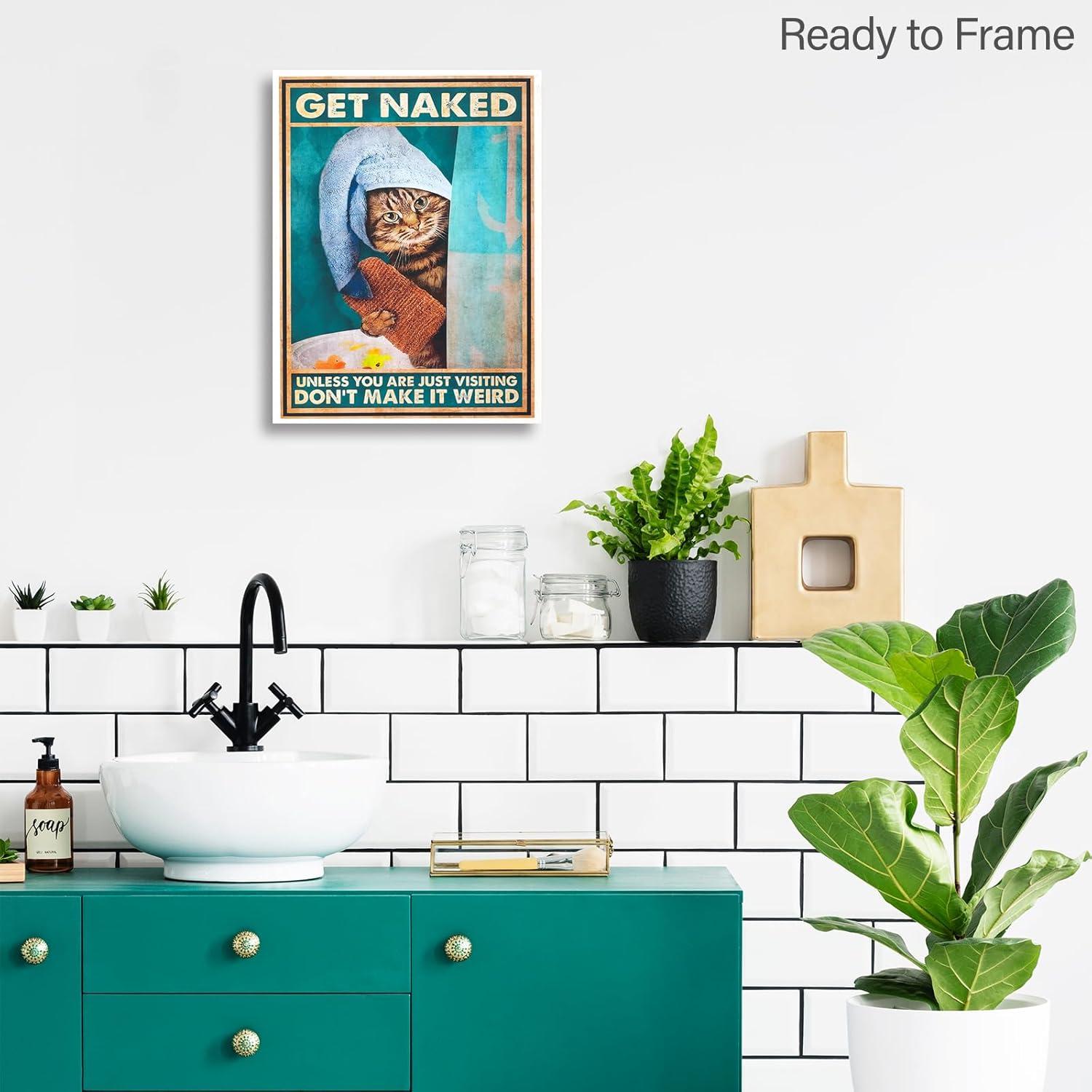 Lustige Katze Wandbild Vintage Leinwand 30x40 cm ohne Rahmen