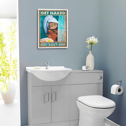 Lustige Katze Duschhaube Vintage Leinwand Bilder Badezimmer Deko