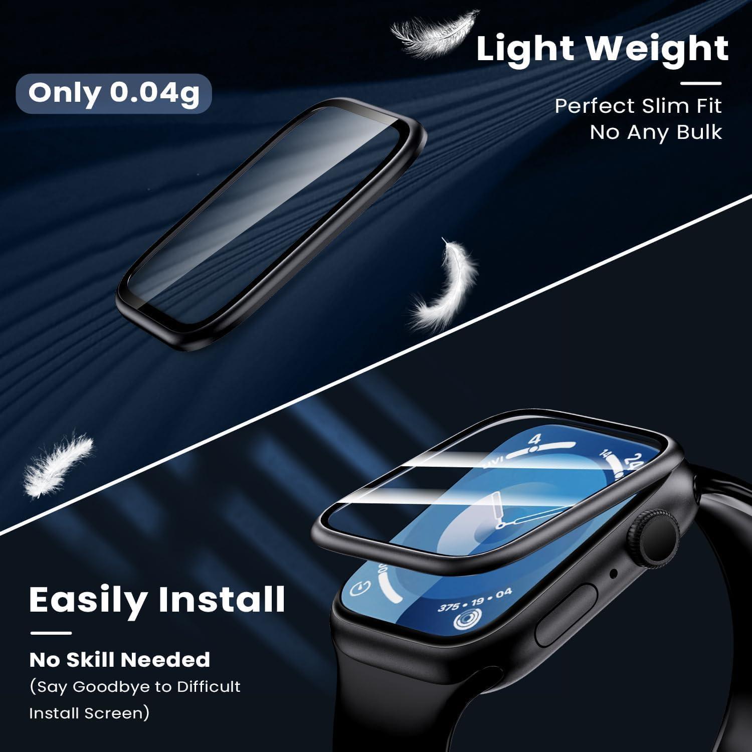 WSKEN Apple Watch Series 9/8/7 41mm Schutzfolie Titanlegierung Schwarz 2 Stück