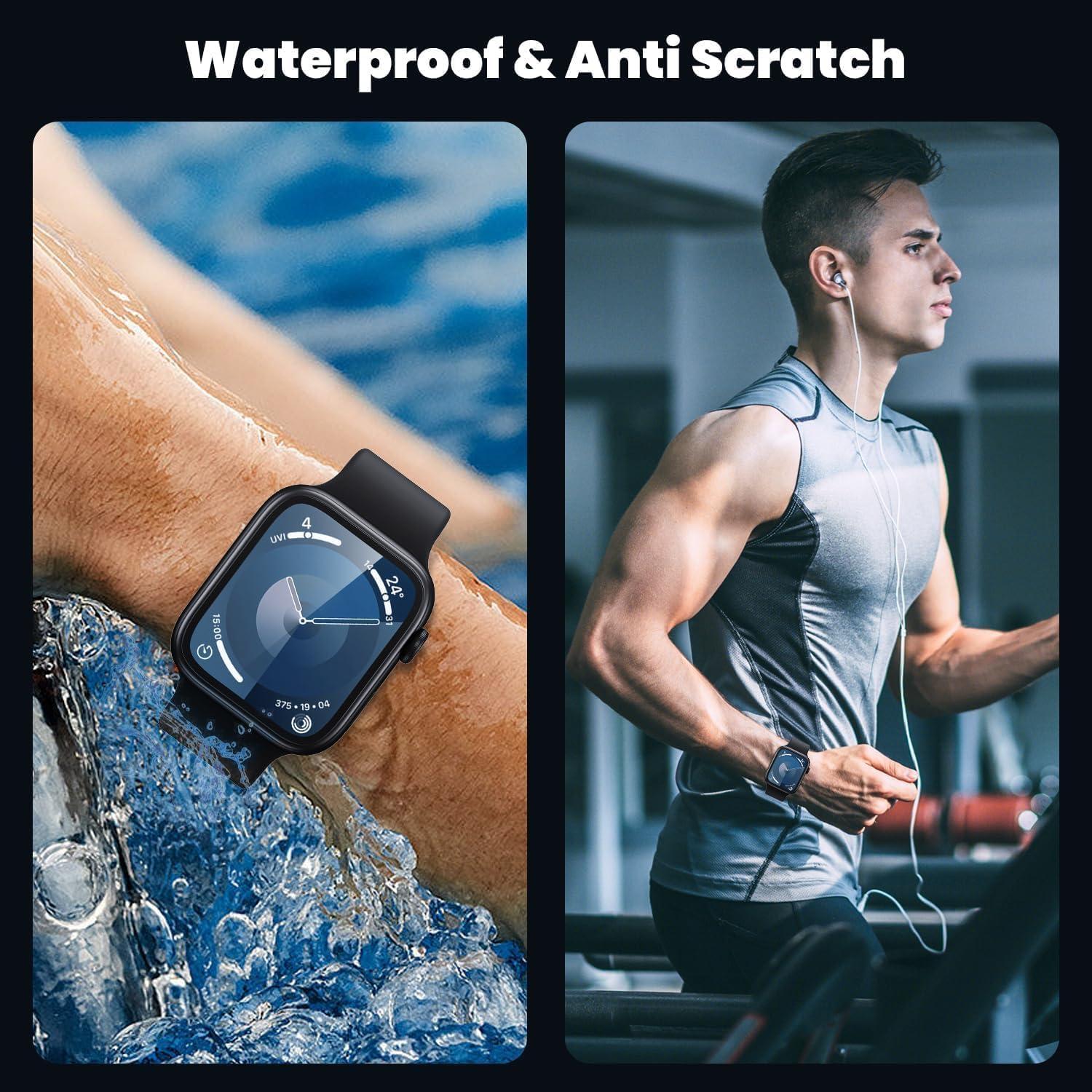 Schutzfolie Apple Watch Series 9/8/7 41mm Titan Rahmen, Displayschutz