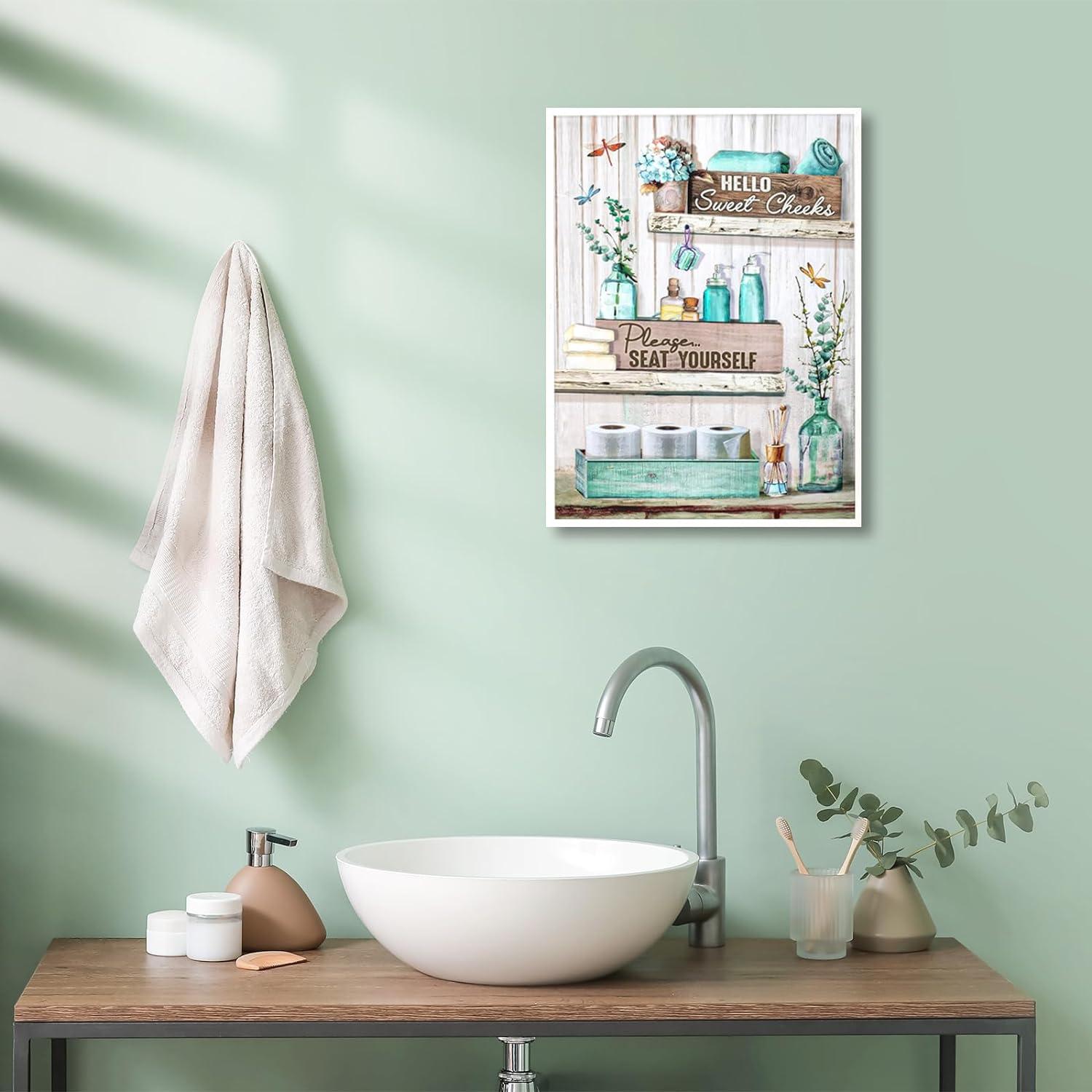 Moderne Bauernhaus Badezimmer Wandbilder Libelle Blumen Leinwandbilder